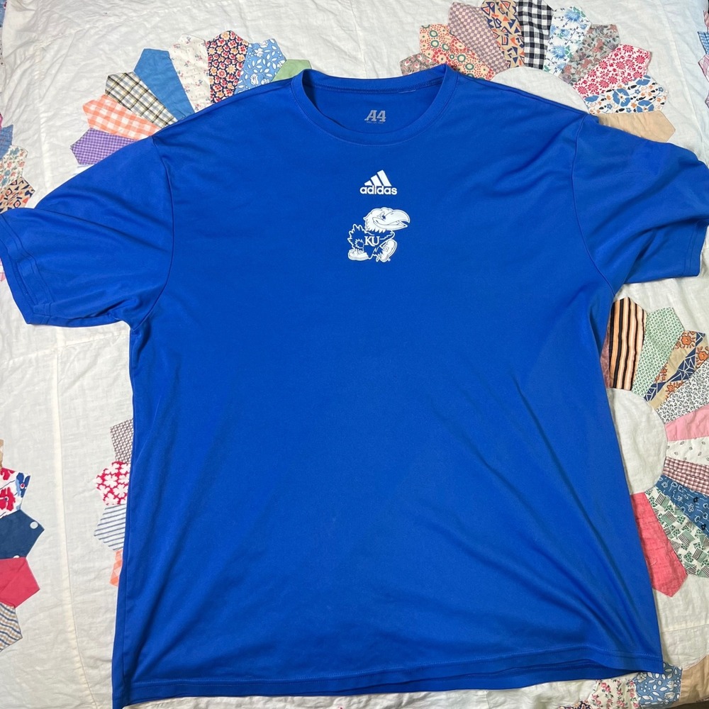 A4 Kansas Jayhawks Adidas Earn It Performance T-Shirt Royal Blue Mens XL